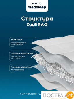 Одеяло утяжеленное MEDSLEEP ДEФOРТЕ мкрфбр/плстр/стекл.гранулы, 7 кг, бел  фото 2