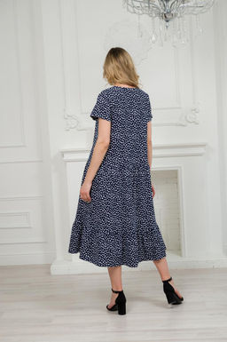 Платье женское из кулирки Кармелита горошек на темно-синем - Амадэль фото 10