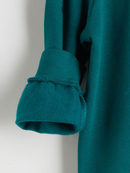 Bisiklet Yaka Bask?l? Erkek ?ocuk Kal?n Sweatshirt