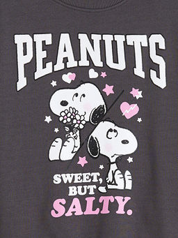 Snoopy Bask?l? K?z ?ocuk Kal?n Sweatshirt