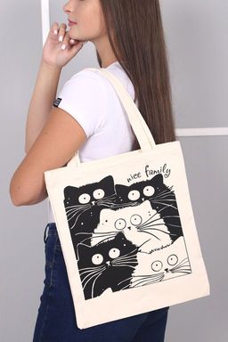 Сумка шоппер Пушистики, молочный