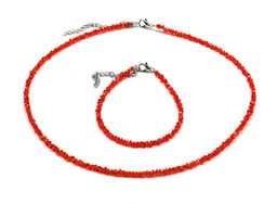 Чокер на шею и браслет из циркона огранка 3мм цв.бордовый, 39см, 17см - Радуга камня фото 4