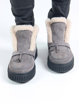 Ботинки 307.от11bl. серый замок замша/Мех
