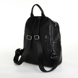 Рюкзак женский на молнии, с карманами, размер 28×12×35 см, чёрный