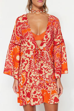 Trendyolmilla Etnik Desenli Mini Dokuma Plaj Kimono&Kaftan TBESS23KM00032
