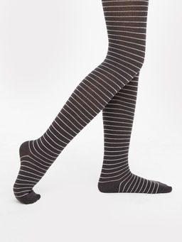 Цена за 3 пары! Колготки детские графитово-серые с рисунком в виде узких поперечных полосок
