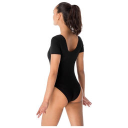 Купальник гимнастический Grace Dance, с коротким рукавом, р. 42, цвет чёрный  фото 6