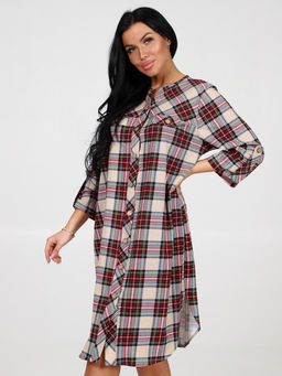 727-Х ЖЕНСКИЙ ХАЛАТ (Клетка бежевая/бордовая) - А-дина фото 4