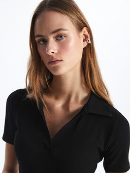 Polo Yaka D?z K?sa Kollu Elbise