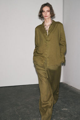 ZW COLLECTION 100% LINEN PALAZZO TROUSERS