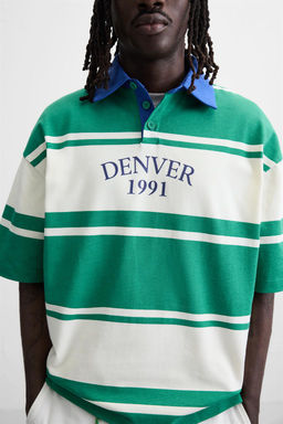 STRIPED TEXT POLO SHIRT - Zara фото 6