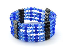 Бусы-браслет магнитные с гематитом 6*8мм, цв.синий, 87см Радуга камня