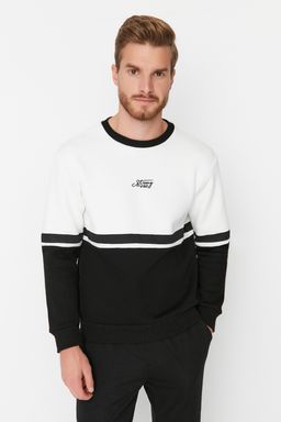 TRENDYOL MAN Haki Regular/Normal Kesim Uzun Kollu Bask?l? Panelli Sweatshirt TMNAW23SW00140