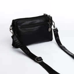 Сумка женская кросс-боди на молнии, 20.5×2×13 см, чёрная