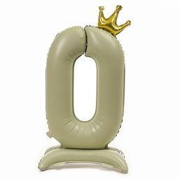 Воздушный шар фольгированный 42 Цифра 0 с короной, на подставке