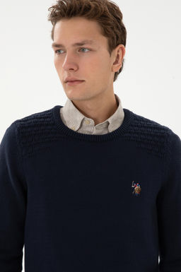 Erkek Slim Fit Bisiklet Yaka Lacivert Kazak - U.s. polo assn фото 2