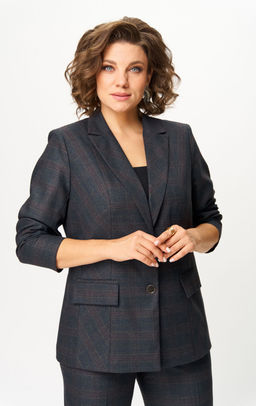 Костюм БелЭльСтиль 412/609 серо-коричневая клетка фото 2