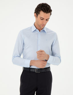 Голубая зауженная рубашка с длинным рукавом - Cacharel фото 3