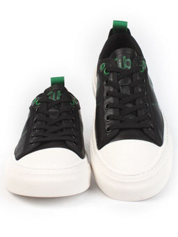 03-0106-1 BLACK/GREEN Полуботинки спортивные мужские (натуральная кожа)