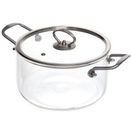 Кастрюля из боросиликатного стекла 2,5л "Хай-Тек" с металлическими ручками