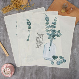 Набор полотенец Доляна Эвкалипт 45х60см - 3 шт, рогожка 158 г/м2, 50% хл, 50% пэ