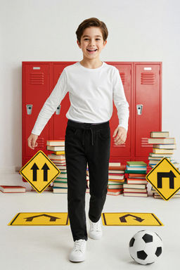 Siyah 100% Pamuk Beli Lastikli Erkek Cocuk Duz Denim Jeans TKDAW26JE00002