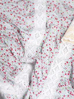 Дизайнерская юбка летняя с кружевом в цветочек - Almond фото 2