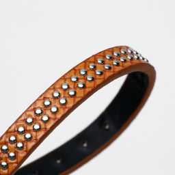 Ошейник рифленый с 2 рядами клепок, 33 х 1,2 см, ОШ 23-29, коричневый - Пижон фото 5