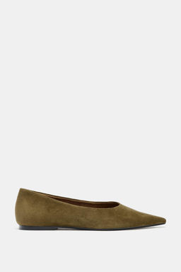 POINTED SPLIT SUEDE BALLET FLATS - Zara фото 6