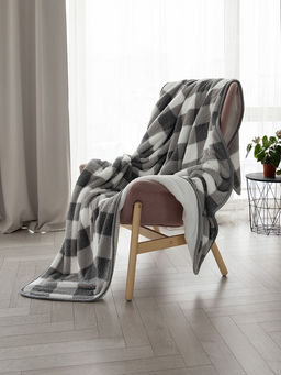 Плед с шерпой 200x220 серый