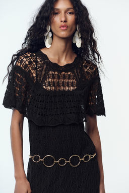 POINTELLE KNIT LONG DRESS WITH RUFFLE - Zara фото 3