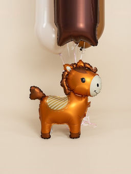 Цена за 2 шт. Воздушный шар фольгированный 3D 25" Лошадка, коричневый