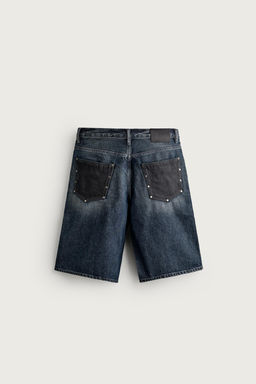 BERMUDA DENIM BAGGY FIT COMBINADO CUERO / Azul - Zara фото 8