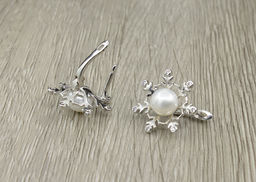 Серьги жемчуг белый 7мм "Жемчужинка-снежинка"