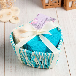 Салфетки махровые декоративные Этель. Сердечко, 4 шт., 30?30 см, хлопок 100%, голубые