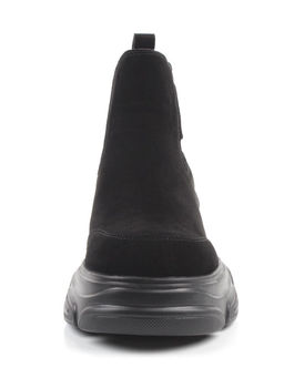 01-H23B-40B BLACK Ботинки демисезонные женские (натуральная замша, байка)