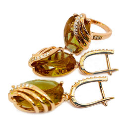 Комплект Султан-20, султанит, покрытие под золото, размеры кольца: 17, 18, 19, 20 - Agat77 фото 4