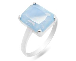 Кольцо из серебра лунный камень голубой, Ю-100М42
