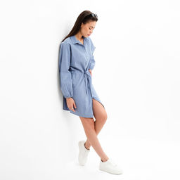 Платье женское короткое с кулиской MIST, голубое, размер 40-42