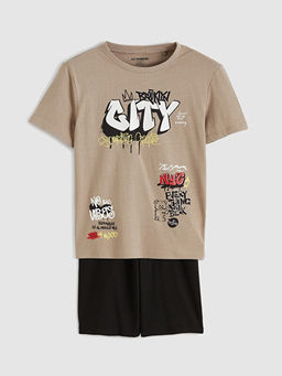 Grafiti Bask?l? Erkek ?ocuk ?ortlu Pijama Tak?m?