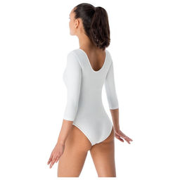 Купальник гимнастический Grace Dance, с рукавом 3/4, р. 42, цвет белый  фото 6