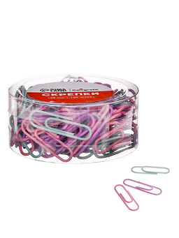 Цена за 3 шт. Скрепки 28 мм пастель в пластиковой тубе 100 штук