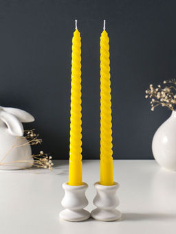 Цена за 2 шт. Свеча витая 25 см (набор 2 шт) 57 гр, 5 ч, цв. жёлтый