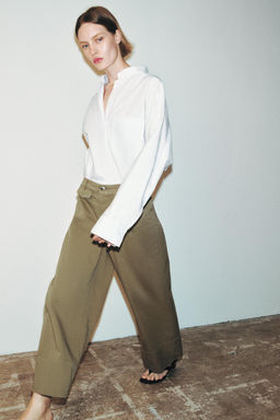 PANTALON Z1975 CULOTTE DENIM / Khaki - Zara фото 2