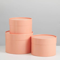 Набор шляпных коробок 3 в 1 пудровый, 16 х 10, 14 х 9, 13 х 8,5 см