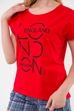 Пижама женская из футболки и шорт из кулирки Алиса красный - Амадэль фото 14