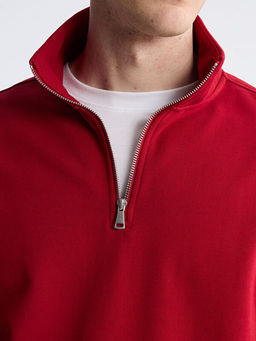 Fermuarl? Dik Yaka Erkek Kal?n Sweatshirt