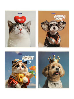 Комплект 12 тетрадей, 48 листов, клетка, 60гр, 4 вида, Зверушки,софтач с выборочным уф-лаком   10968