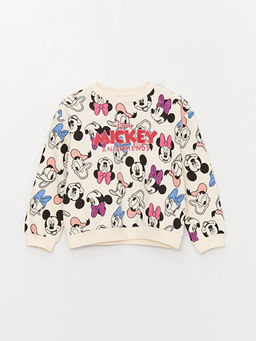 Bisiklet Yaka Mickey ve Arkada?lar? Bask?l? Uzun Kollu K?z ?ocuk Sweatshirt