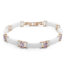 Браслет Лилу из белой керамики с Александритом покрытие под золото